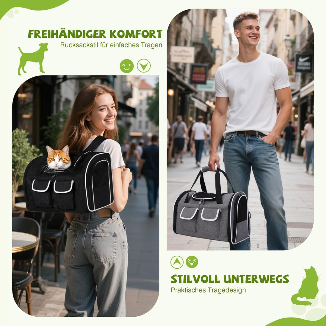 ALLSOPETS Faltbarer Katzenrucksack für grosse Katzen &amp; kleine Hunde, Atmungsaktive Hundetragetasche