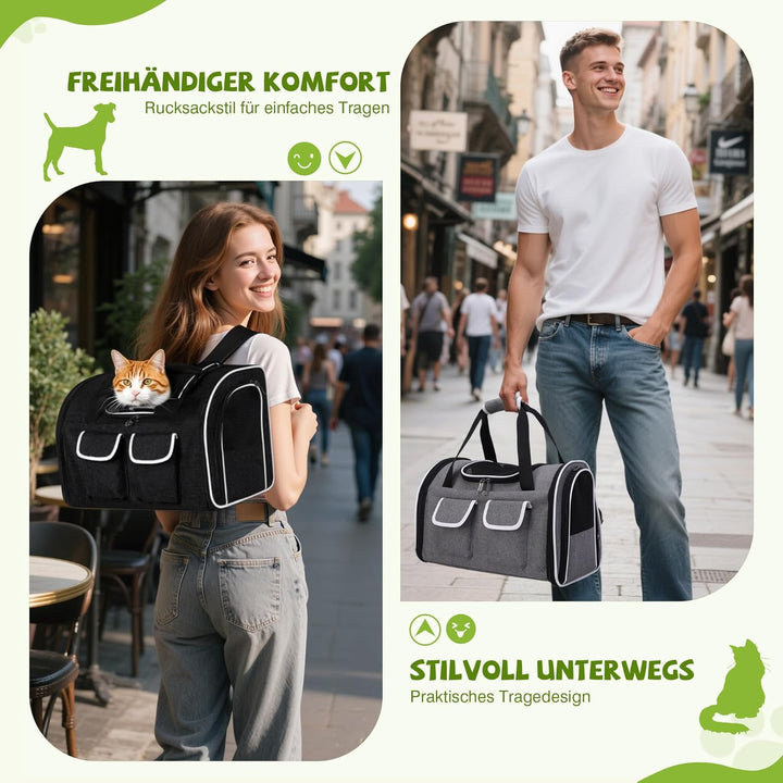 ALLSOPETS Faltbarer Katzenrucksack für grosse Katzen &amp; kleine Hunde, Atmungsaktive Hundetragetasche
