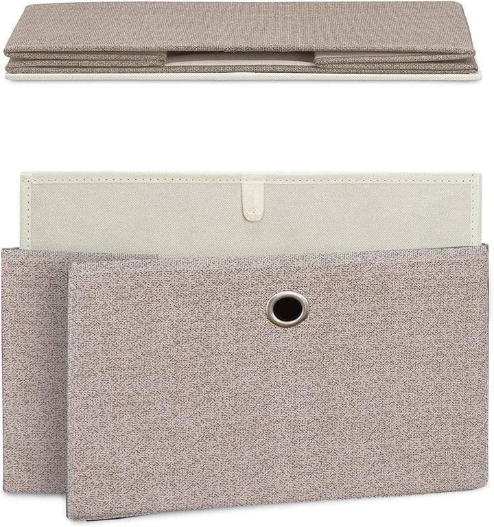 Rebecca Mobili Stoffkommode mit 5 Schubladen, niedrige Schubladen, weiss-beige, Metallrahmen, für Ba