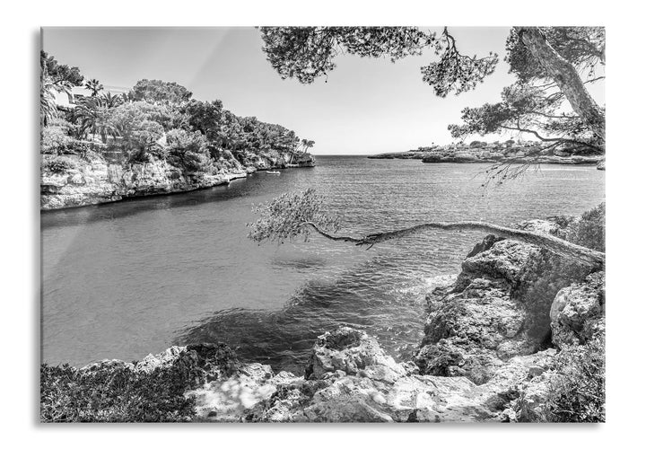 Pixxprint Glasbild | Wandbild aus Echtglas | Mallorca Bay Cove | 60x40 cm | inkl. Aufhängung und Abs
