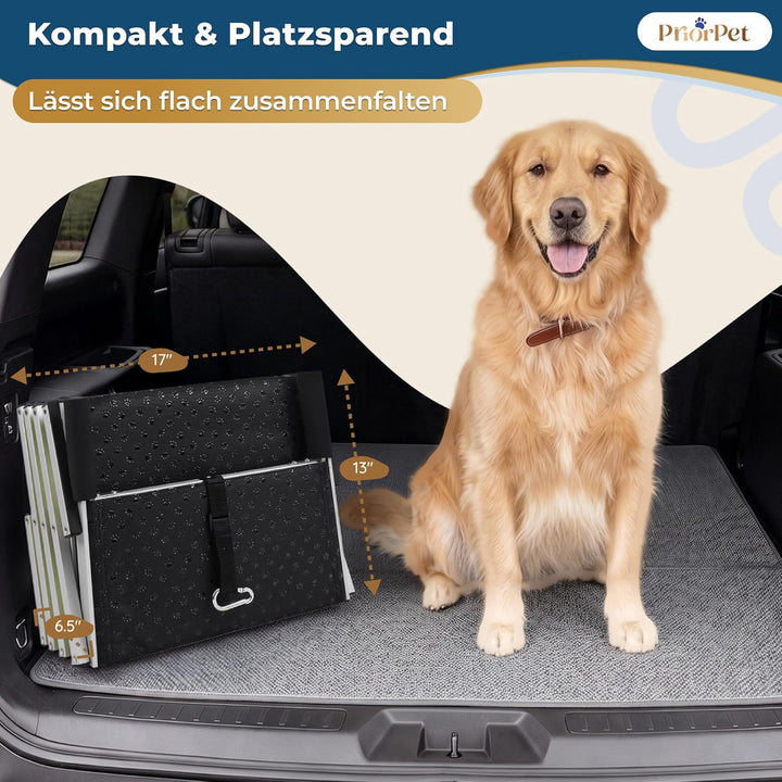 Hundetreppe Auto Klappbar – 4, 5 oder 6 Stufen für niedrige bis hohe Kofferraumhöhen (63–81 cm) – Fü