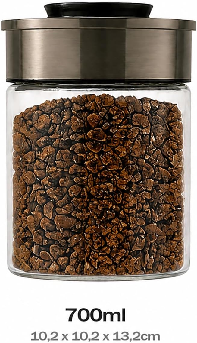BURI Vorratsglas Vakuumglas 3er Set 700ml | Vorratsdosen Glas mit Edelstahl Deckel & Vakuum Klick-Me