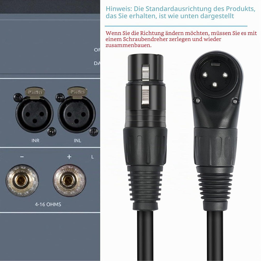 ASHATA XLR-auf-XLR-Kabel, 90-Grad-XLR-Stecker auf Buchse, XLR-Mikrofonkabel 3-polig, XLR-Stecker auf