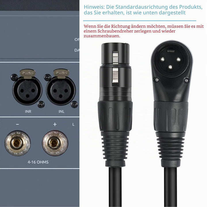 ASHATA XLR-auf-XLR-Kabel, 90-Grad-XLR-Stecker auf Buchse, XLR-Mikrofonkabel 3-polig, XLR-Stecker auf