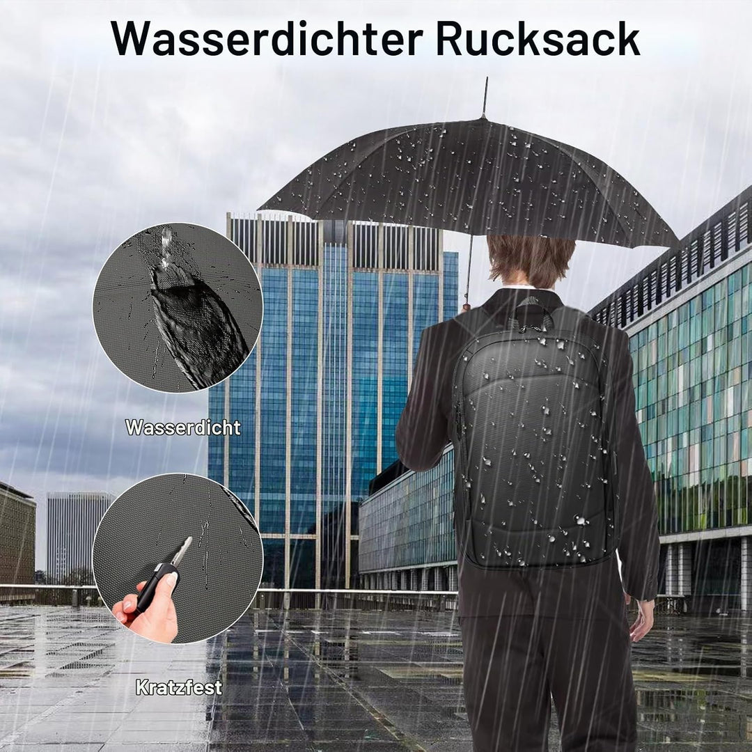 Rucksack Herren Wasserdicht Laptop Rucksack 17 zoll Business Rucksack Gross mit USB-Anschluss Backpa