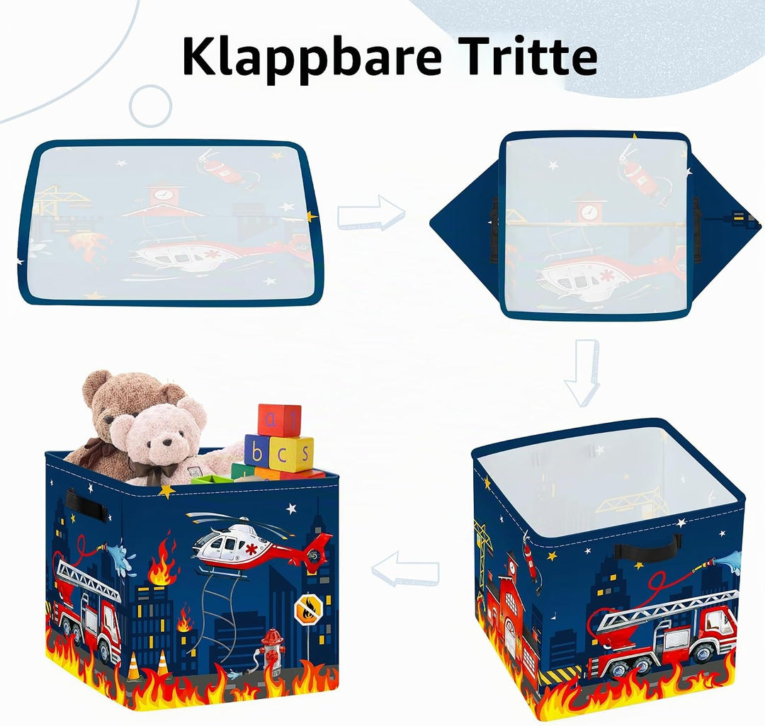 Clastyle 3 Stück Autos Aufbewahrungsbox Stoff für Kallax Faltbar Aufbewahrungskorb Klein Schrank Org