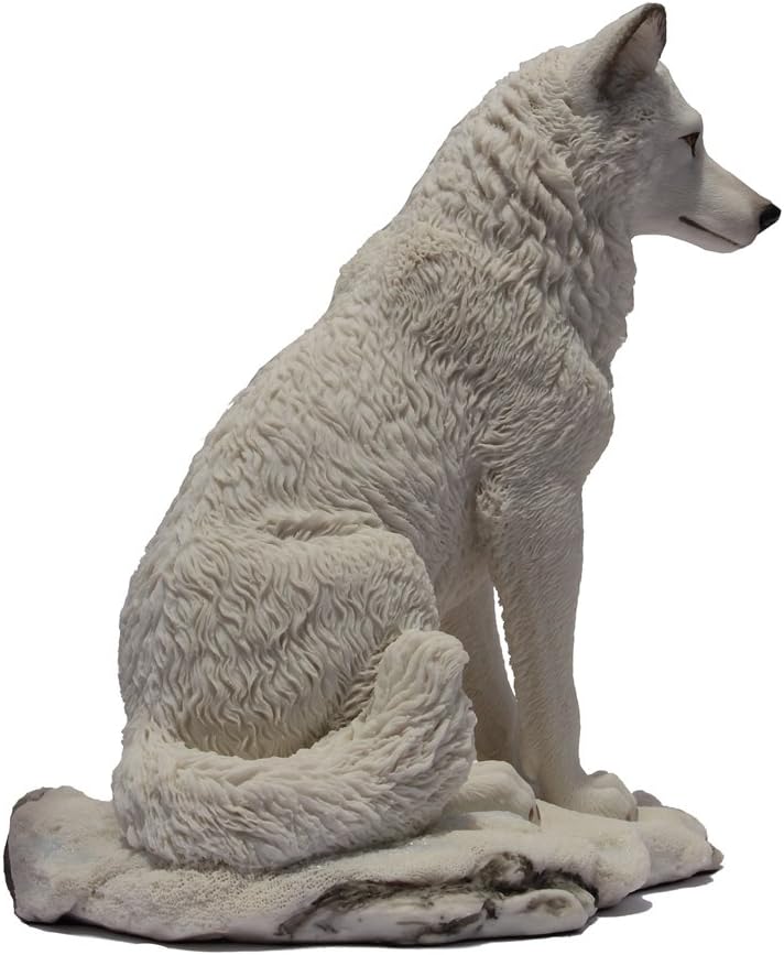 19,7 cm Wolf sitzend in der Schnee-Deko Statue Figur, weiss