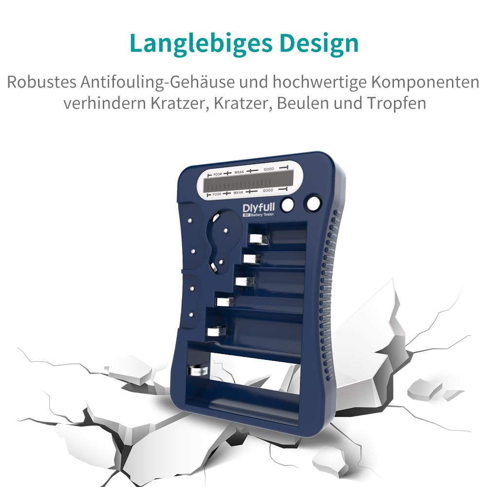 Dlyfull LCD Universal Batterietester für AA AAA C D 9V Digitaler Testgerät für CR123A CR2 CRV3 2CR5