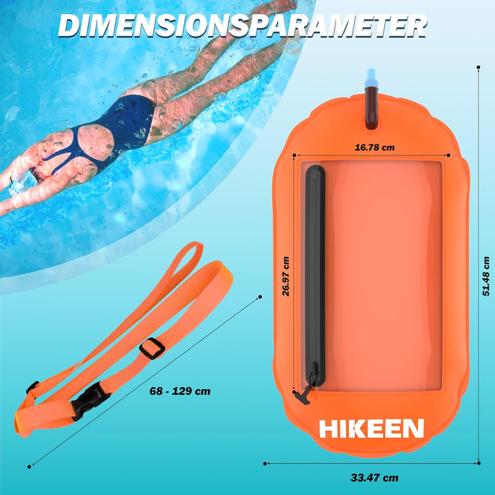 BOOSTEADY Schwimmboje, Trockensack Boje Schwimmen Aufblasbare Trockentasche Swimming Buoy mit Handyt