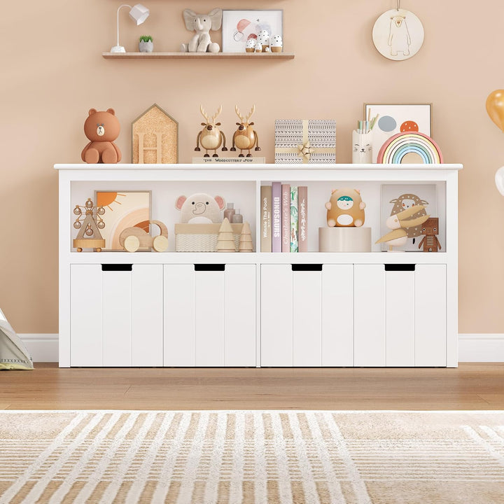 FOREHILL Kinderregal mit Boxen auf Rollen, Spielzeug Aufbewahrung Kinderzimmer Möbel, Spielzeugregal