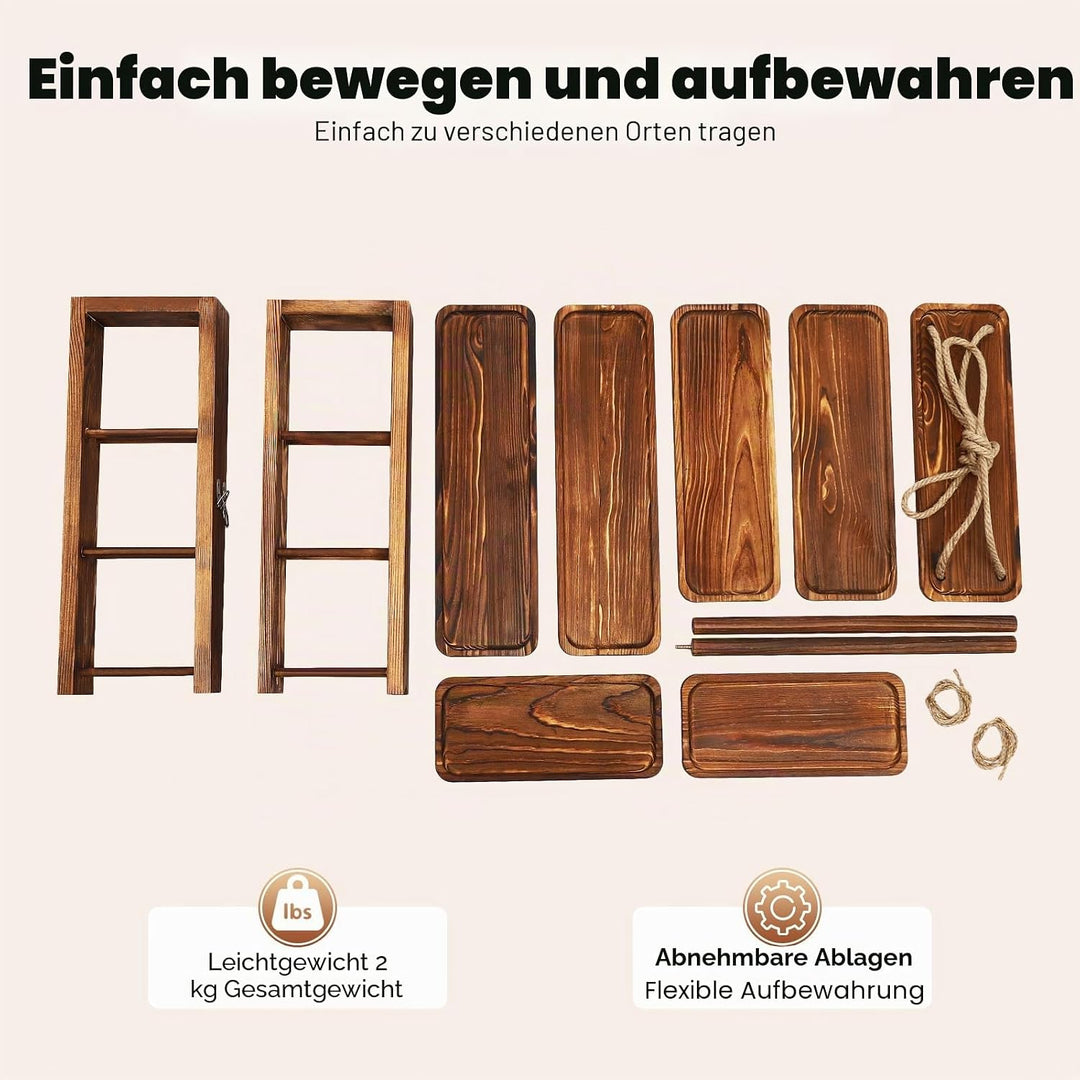 Etagere Holz 3 Etagen Massivholz Cupcake ständer kuchenständer 6kg | Massivholz Holzkohle, 3 Etagen