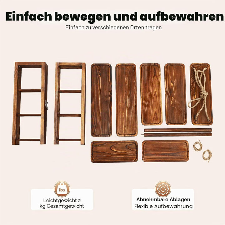Etagere Holz 3 Etagen Massivholz Cupcake ständer kuchenständer 6kg | Massivholz Holzkohle, 3 Etagen