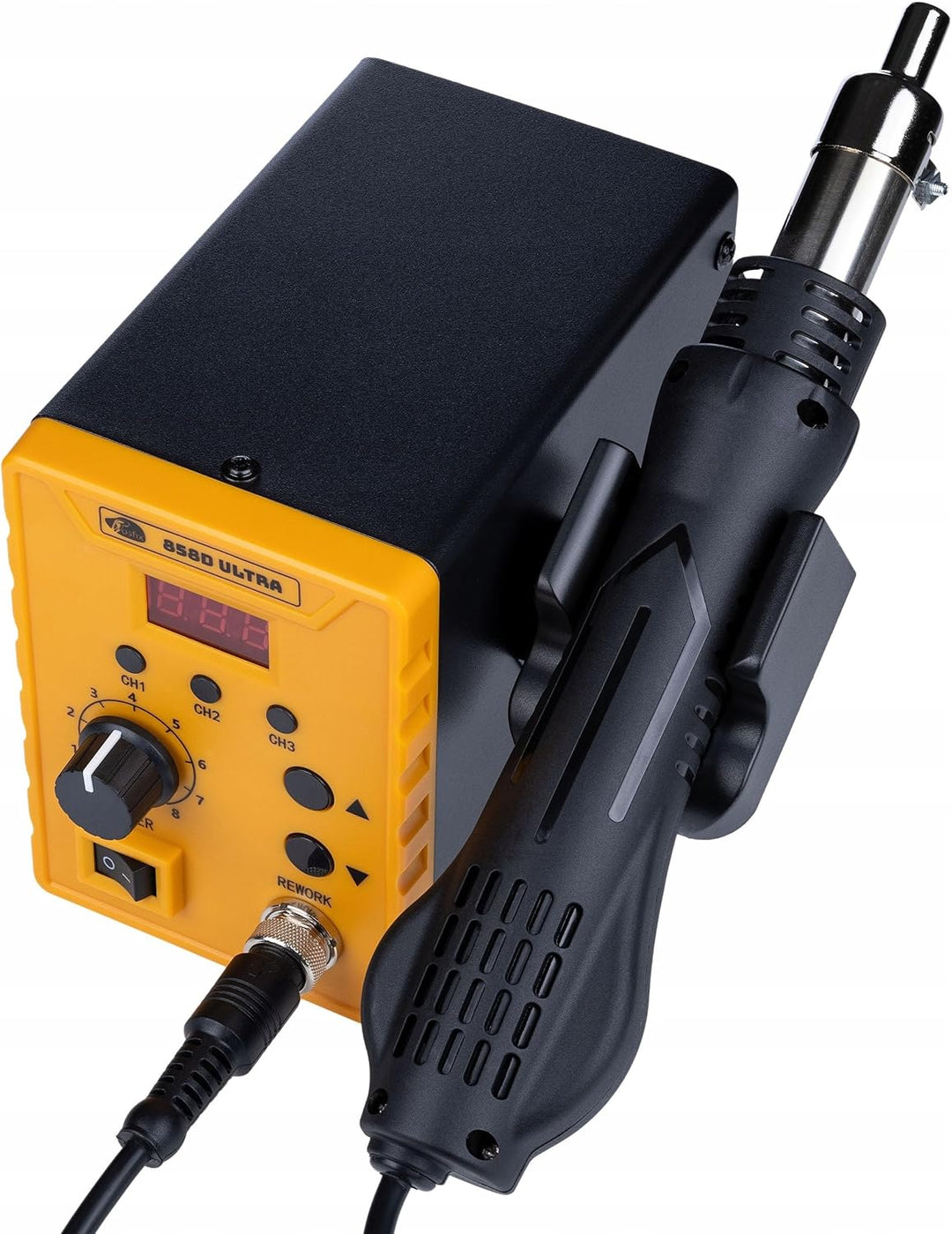 Set 858D Ultra Heissluftstation – 700W, 100–500°C, LED-Display, 3 Speicher | 50 Kunststoff-Schweisss