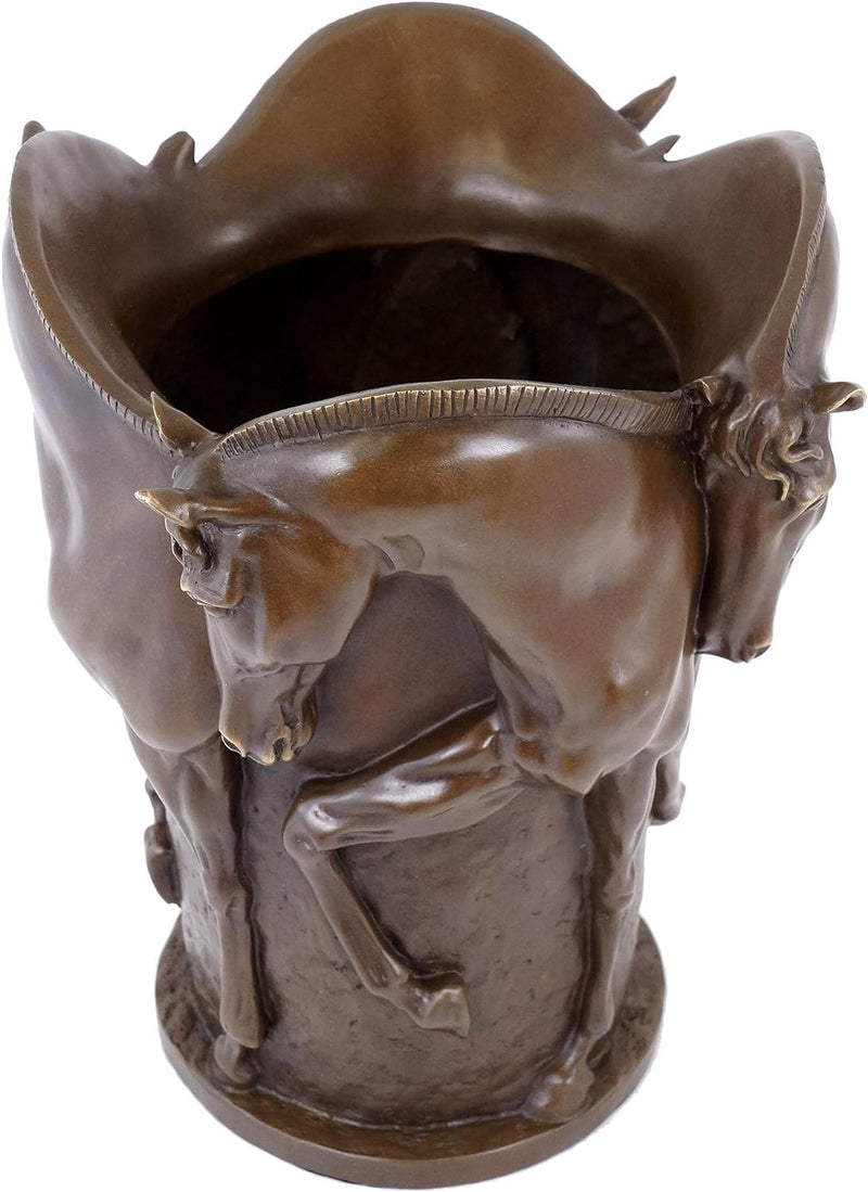 - Pferde Bronze Vase - Bronzevase - signiert Milo - Pferdevase - Pferdeskulptur - Tierfigur - Pferd