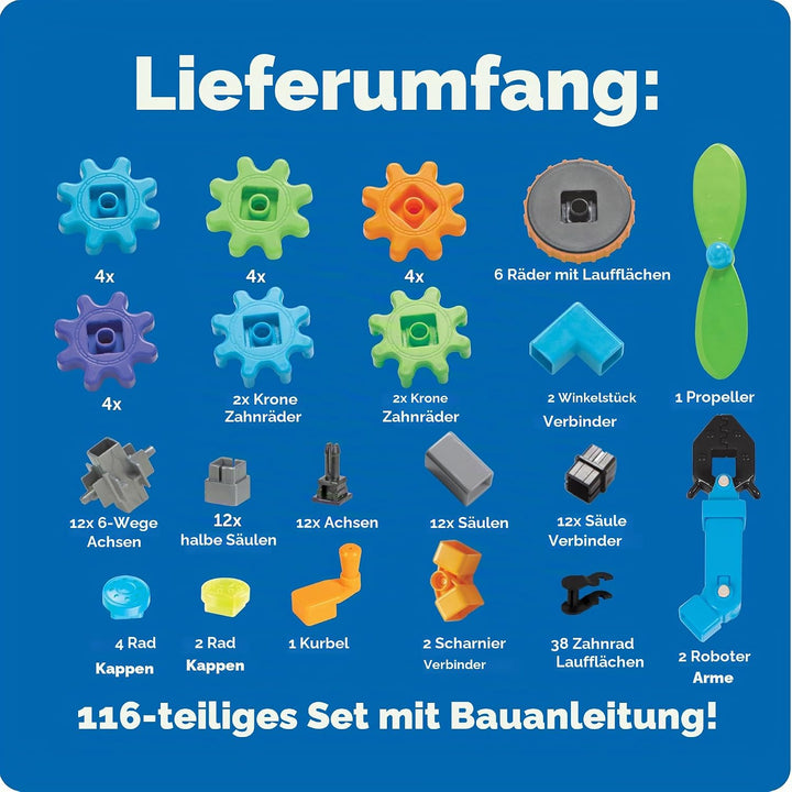 Learning Resources Gears! Gears! Gears! Roboter in Aktion, MINT, Zahnradspiel, Roboter-Zahnräder, Ab