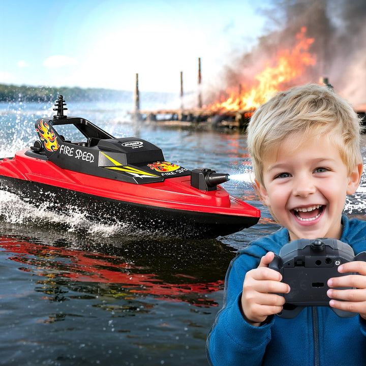 JAMARA 466600 Feuerlöschboot Fire Speed 2,4GHz rot, ferngesteuertes RC Modellboot mit Spritzfunktion