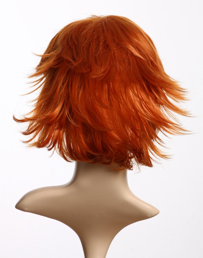 Prettyland C178 - Rot Orange Kurzhaar Kurze Perücke Gestuft Ausgefallen Party, Orange