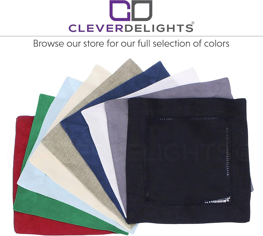 12 CleverDelights White 100% Cotton Hemstitch Cocktail Napkins - 6 x 6 Ladder Hemstitch Cloth Bevera