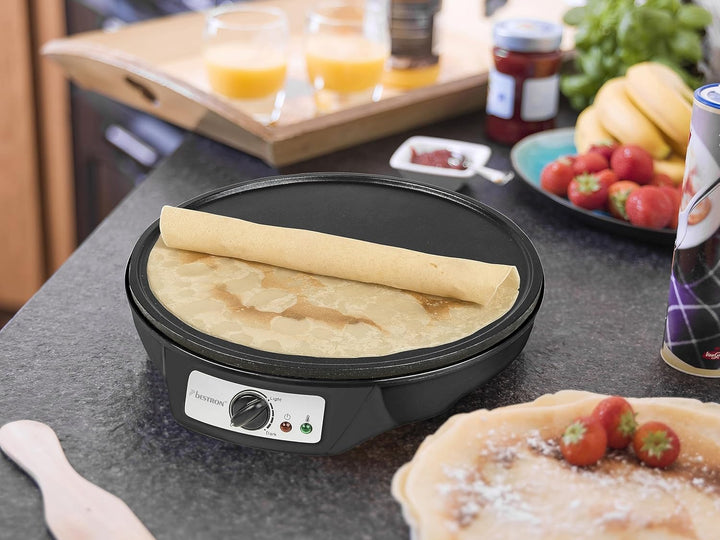 Bestron Crêpes Maker im Retro Design, für Crepes mit Ø 30 cm, inkl. Teigverteiler & Crêpes-Wender, m