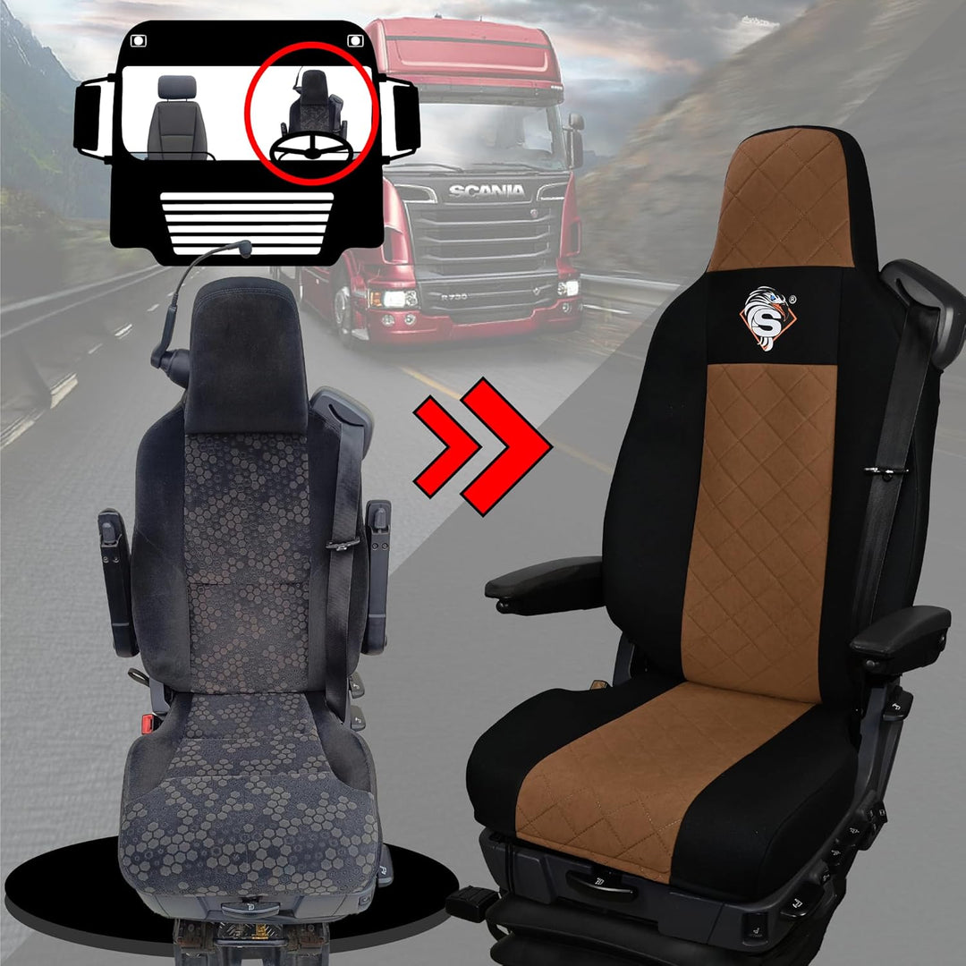 SABA Auto Sitzbezüge LKW für Scania R-Reihe ab 2013, S-Reihe ab 2017, Verschiedene Sitze, 1 Riemen,