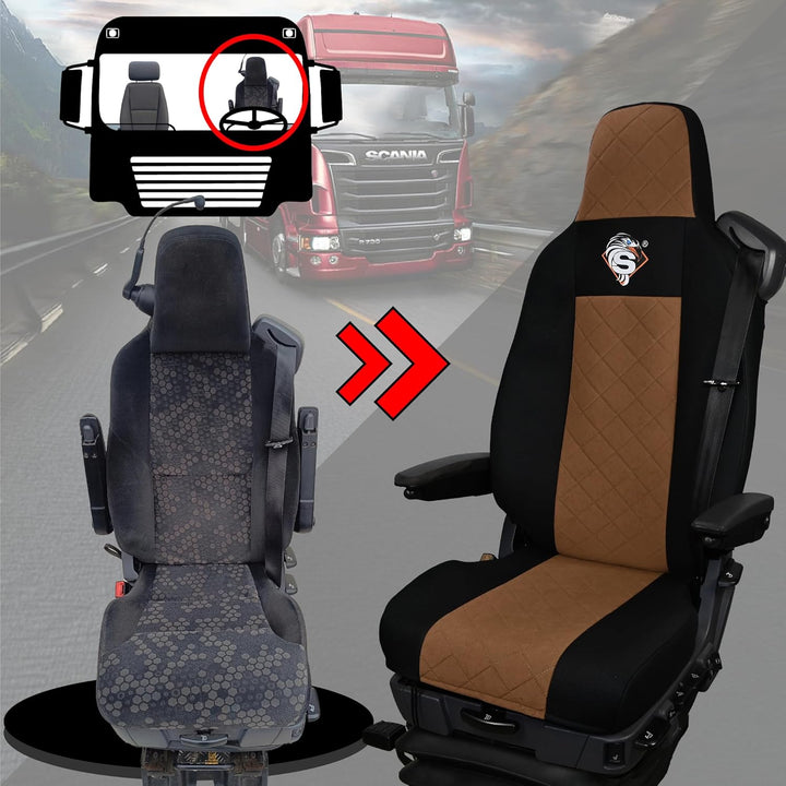 SABA Auto Sitzbezüge LKW für Scania R-Reihe ab 2013, S-Reihe ab 2017, Verschiedene Sitze, 1 Riemen,