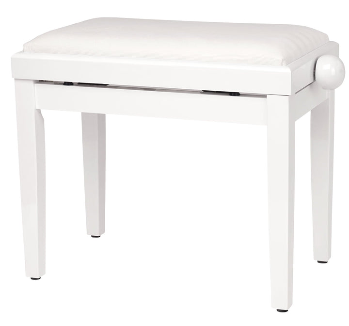 Classic Cantabile Pianobank Weiss-Hochglanz (Höhenverstellbar von 47-56cm, Spindelmechanik, Sitzfläc
