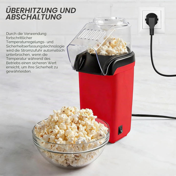 Popcornmaschine,1200W 220V Heissluft Popcorn Maker,Retro Popcorn Maker,Elektrische Popcorn Maschinen