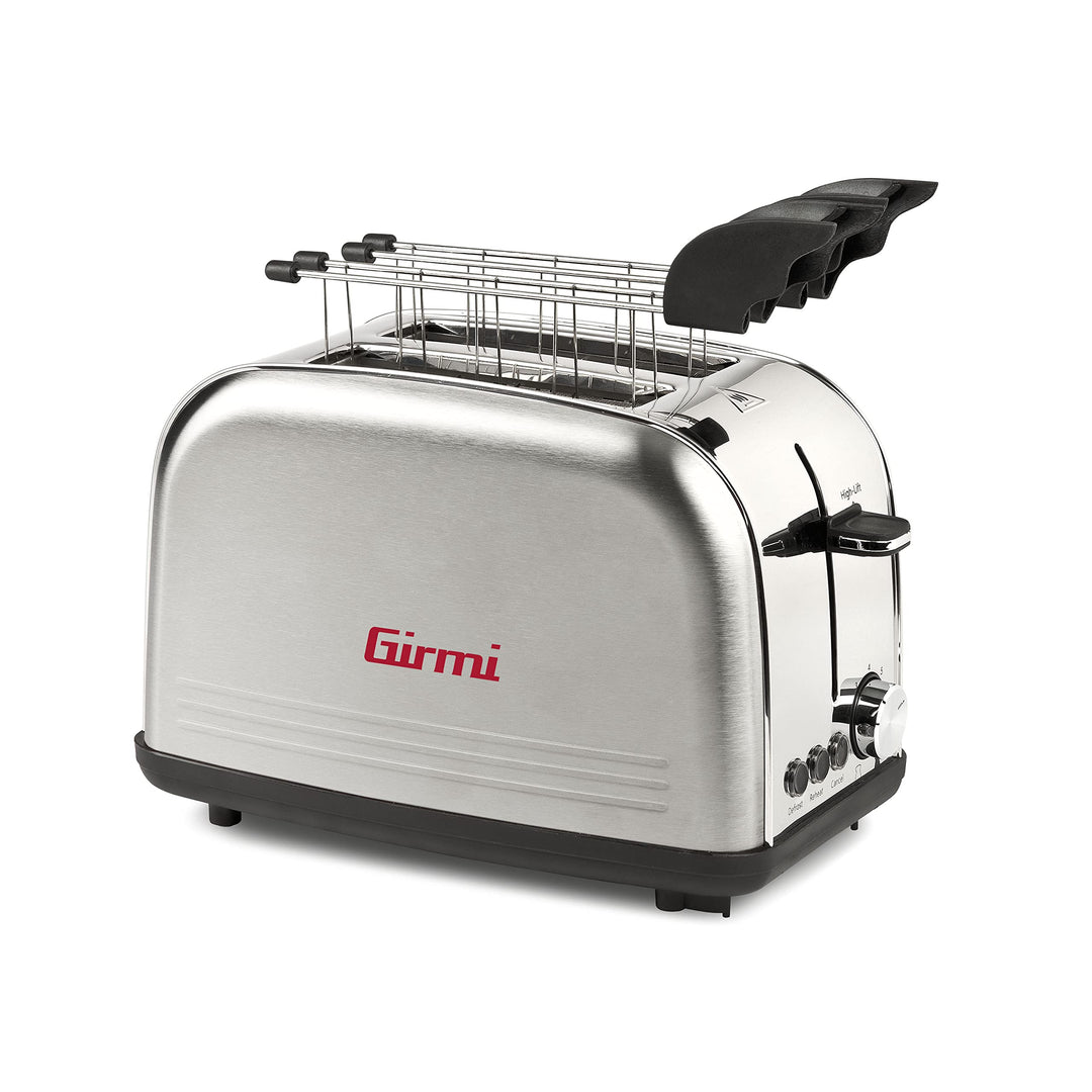 Girmi TP57 Toaster, 800 Watt, Gehäuse und Zange Edelstahl, silber