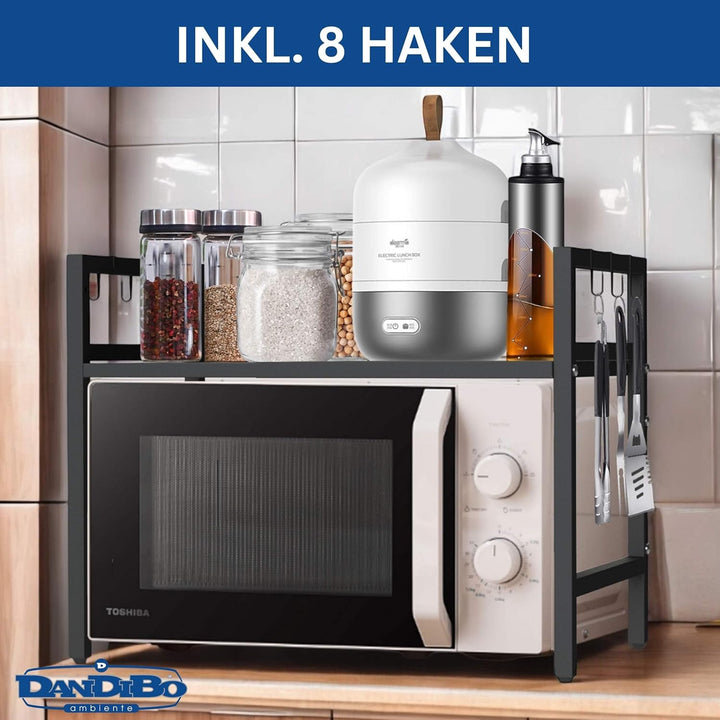 DanDiBo Verstellbares Küchenregal für Arbeitsplatte Schwarz Stehend 2 Stufig 40-64 cm Regal Küche 96