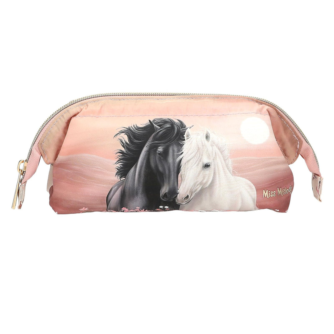 Depesche 13971 Miss Melody Blossom Pony - Schlampertasche mit Bügel, in Beige und Rosa, mit Pferde-M