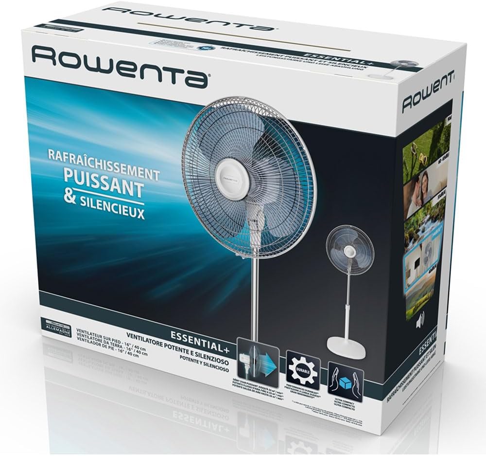 Rowenta VU4410 Essential+ Standventilator | 3 Geschwindigkeitsstufen | verstellbarer Neigungswinkel