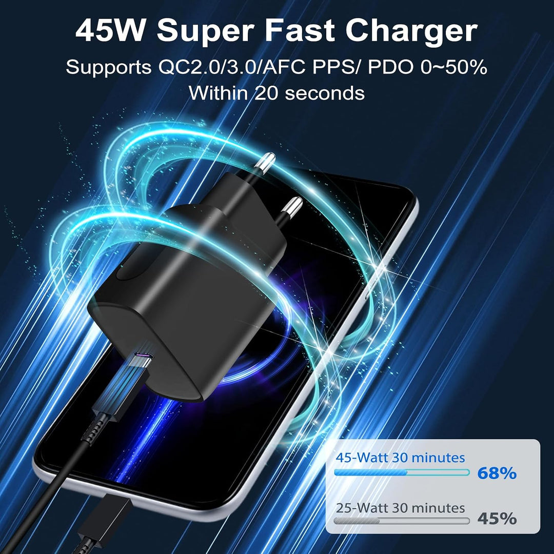 45W Ladegerät USB C schnellladekabel für Samsung Galaxy S25 S24 S23 S22 S21 Ultra A56 A55 A54 A53 A1