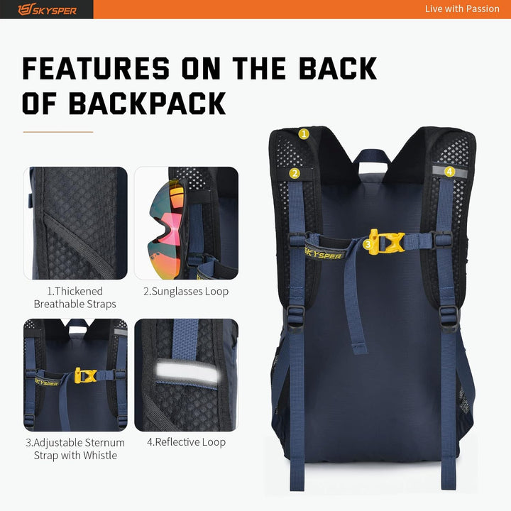 SKYSPER ISHELL 30 Faltbarer Rucksack 30L Ultra-leicht Tagesrucksack Verstaubar Daypack Wasserfest Wa