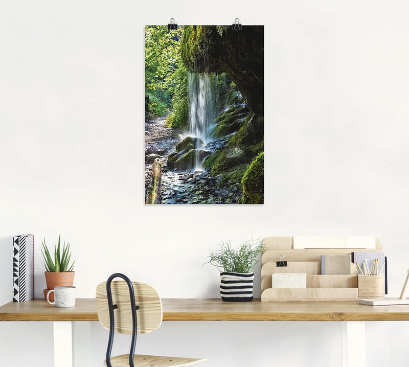 ARTland Poster Kunstdruck Wandposter Bild ohne Rahmen 60x90 cm Hochformat Wald Wasserfall Fluss Urwa