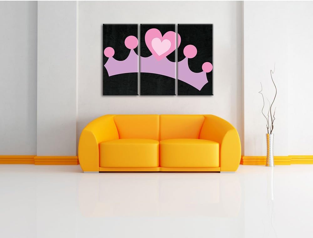 Pixxprint Hübsche Krone als Leinwandbild/Grösse: 3 Teilig (120x80) cm/Wandbild/Kunstdruck/fertig bes