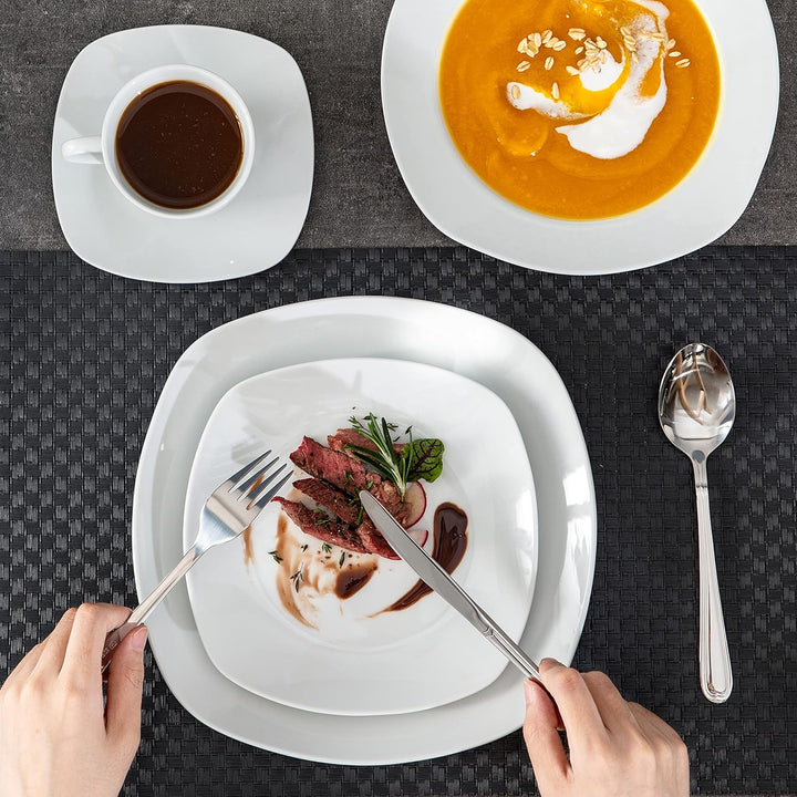 MALACASA, Serie Elisa, Porzellan Tafelservice 30-teilig Kombiservice Rund Geschirrset mit je 6 Kaffe
