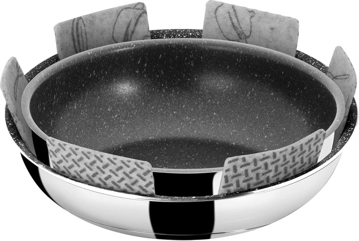 BRUNNER 0804036N Pfannen-Set aus Edelstahl, Academy Double Pan 22/20, geeignet für Gas