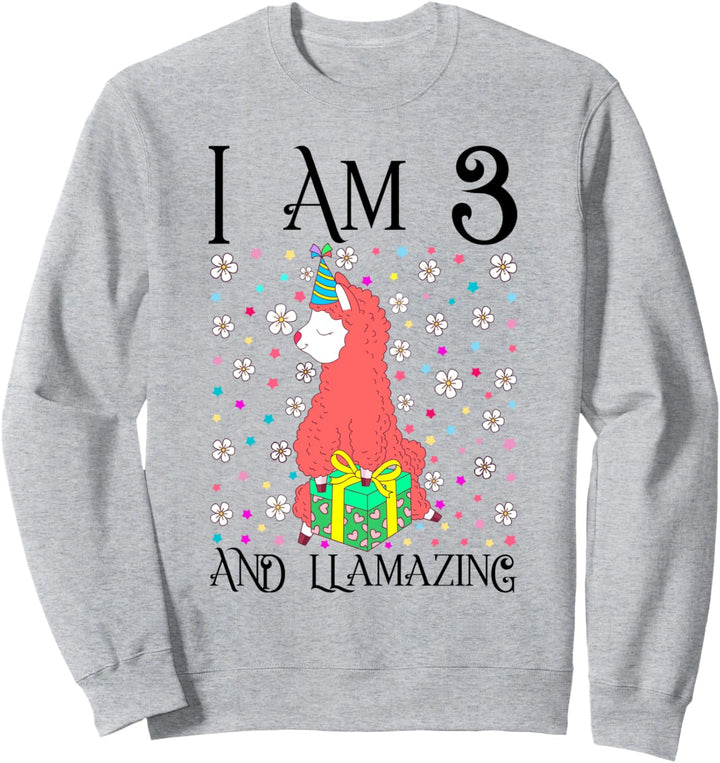 I am 3 and LLamazing Girl Kids 3rd Llama Birthday Party Gift Sweatshirt