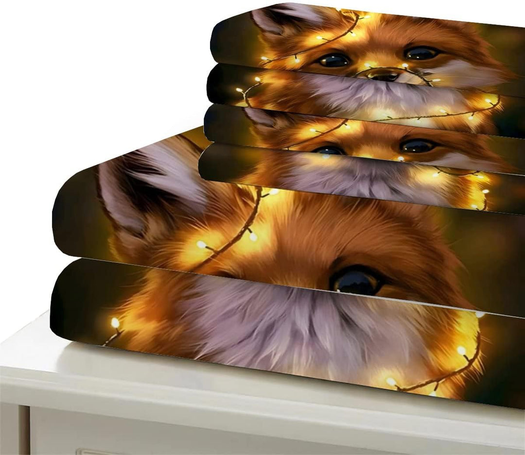 XPINGO Kinder Bettwäsche Fuchs 135x200 cm 2teilig Jungen und Mädchen Mikrofaser Weiche Winter Warm B