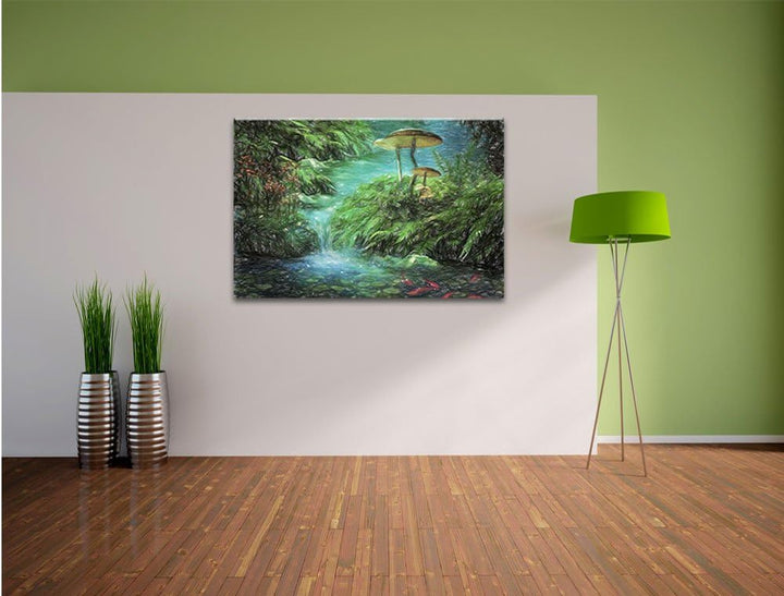 Pixxprint magischer Märchenwald als Leinwandbild/Grösse: 100x70 / Wandbild/Kunstdruck/fertig bespann