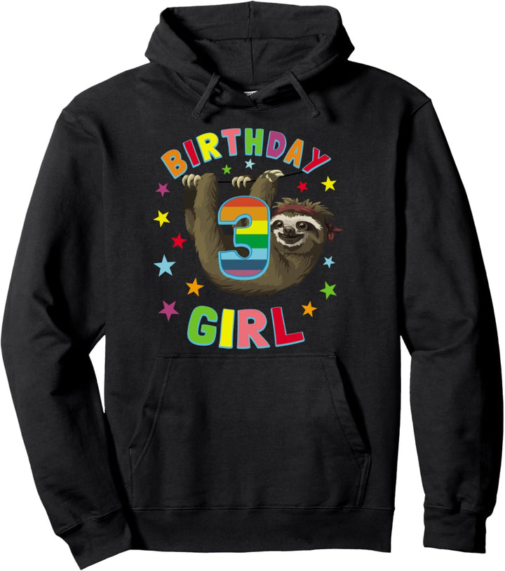 Mädchen 3. Geburtstag 3 Jahre alt Party Geschenk Faultier Pullover Hoodie