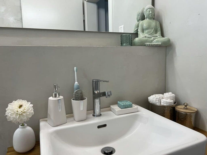 Badezimmer Set beige 3-teilig aus Naturstein Dolomit Sonana