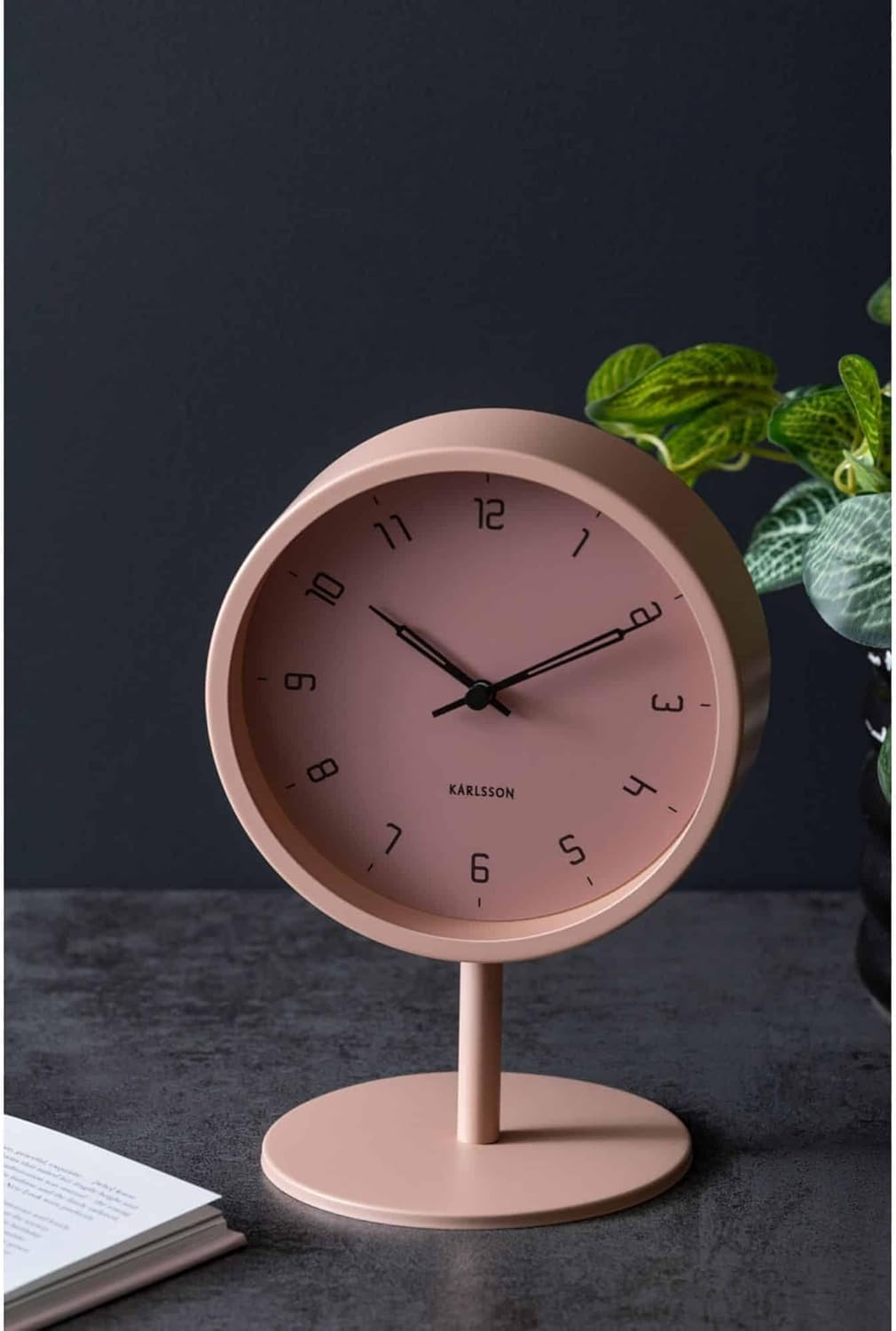 Karlsson [DL] Table Clock Stark Iron matt Faded pink