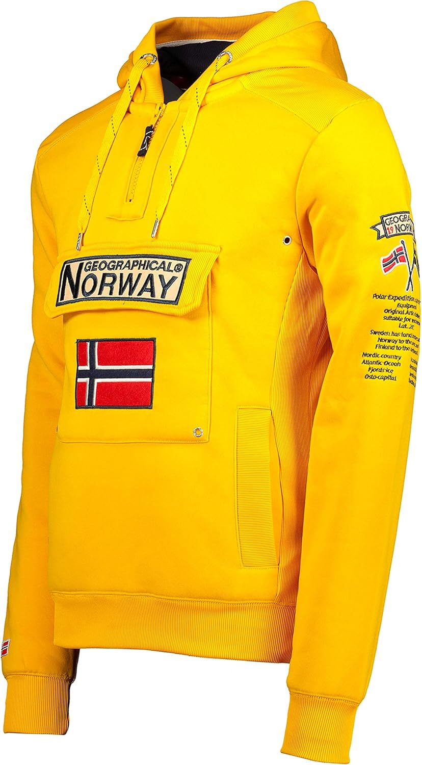 Geographical Norway GYMCLASS Men - Herren Kängurutasche Hoodie Sweatshirt mit Markenlogo und Langarm