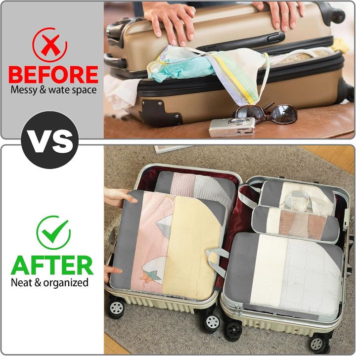 Koffer Organizer Set 8-teilig, Komprimierbaren Packwürfeln zur Organisation Ihres Reisegepäcks, Comp
