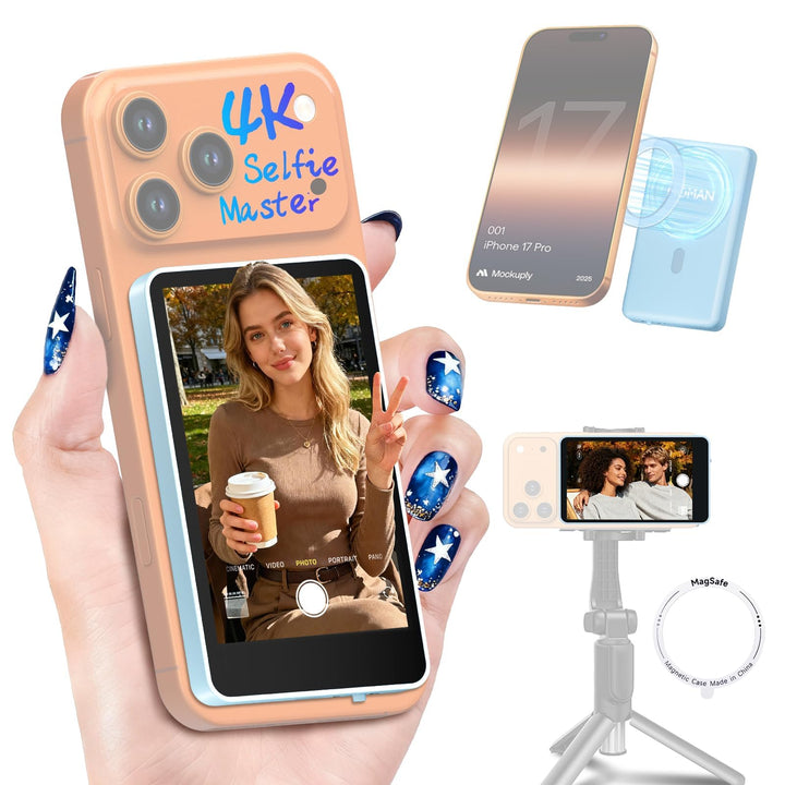 Moman Selfie Monitor Handy 3,97 Zoll Kabellos für Rückkamera | Kompatibel mit iPhone 7-17 &amp; Android,
