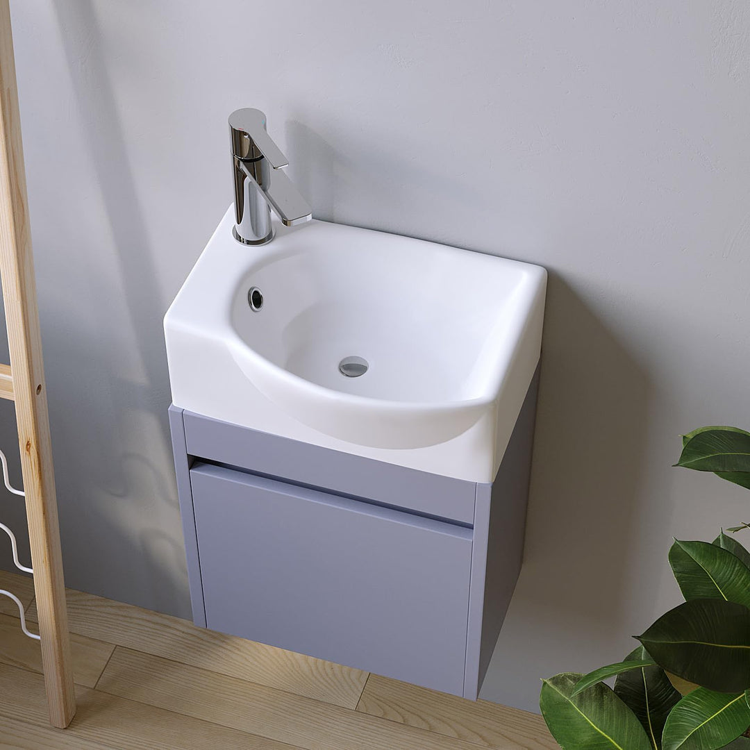 Waschbecken Keramik Waschtisch Hängewaschbecken klein Handwaschbecken Weiss Eckig-Oval 40 x 28 cm Ba