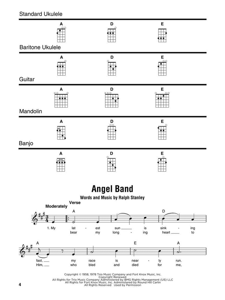 Bluegrass Songs: Strum Together: Songbook for Any Combination of Standard Ukulele, Baritone Ukulele,