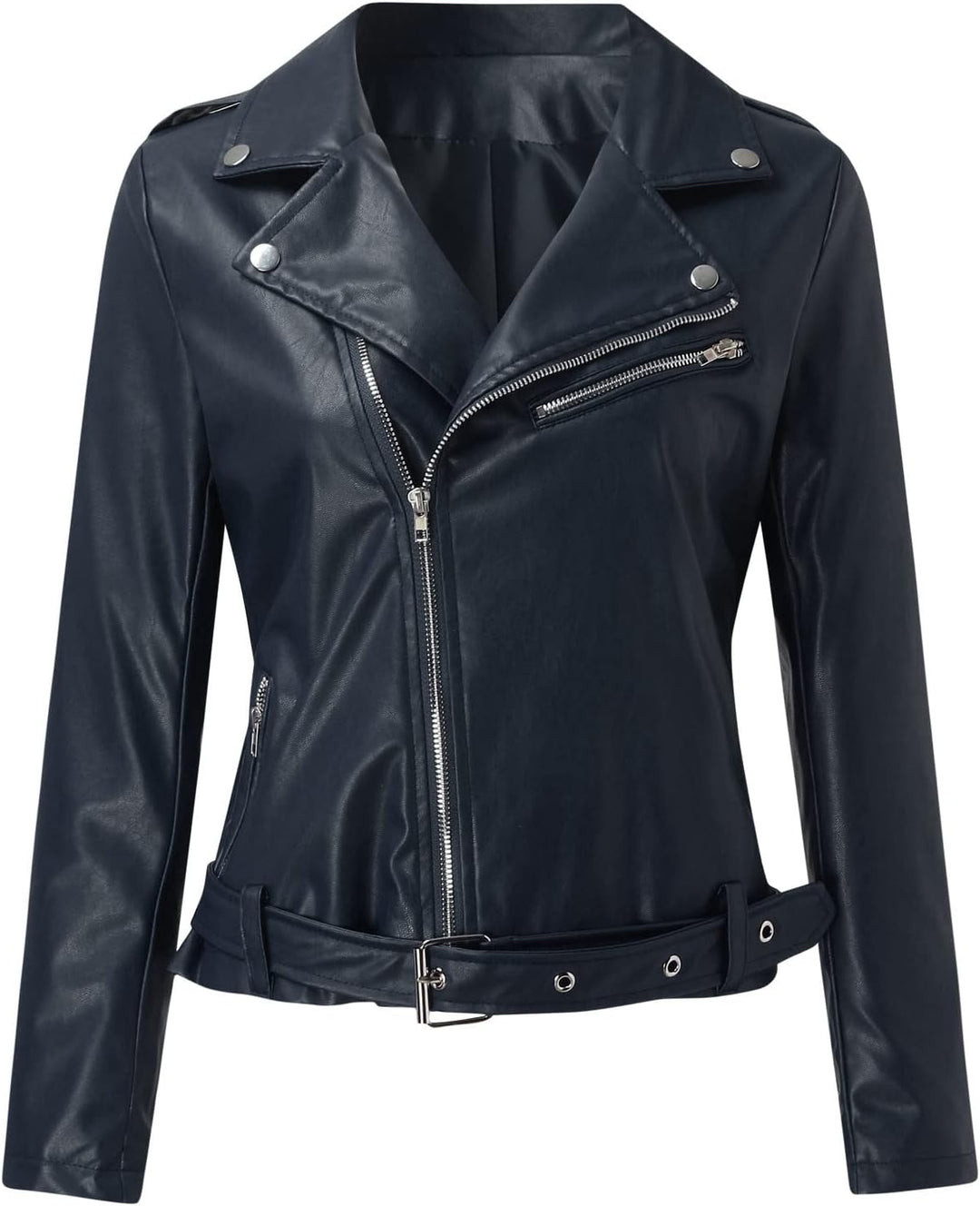 Damen Kunstlederjacke Moto Biker Lederjacke Reversjacke Für Lokomotiven Kurz Geschnittenes Oberteil