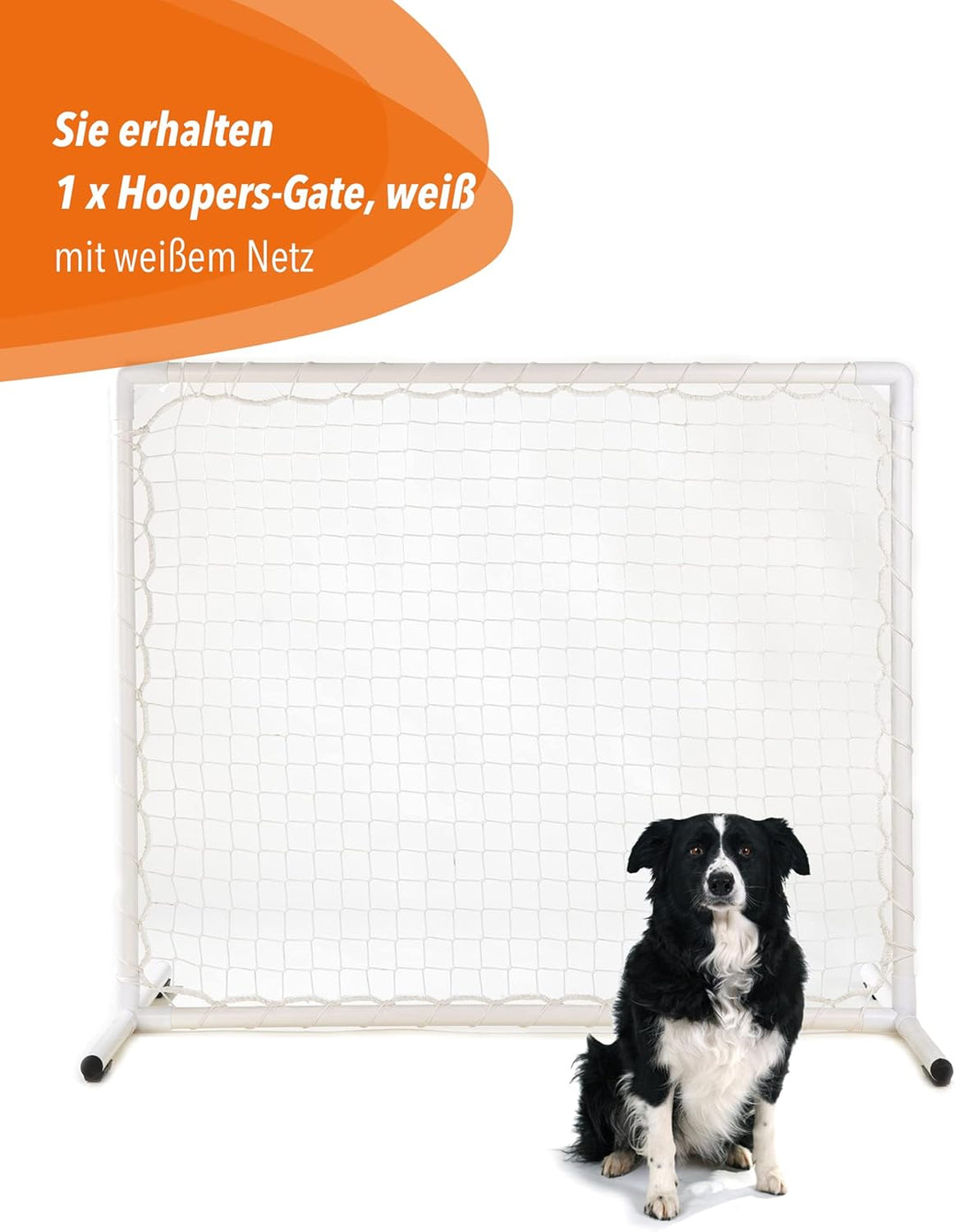 Hoopers-Gate – Weiss – 100×90cm – mit weissem Netz – wetterfest & leicht – für Hoopers-Parcours, Wei